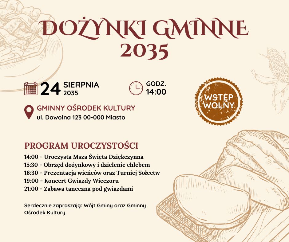 Darmowy szablon Canva na Facebooka dożynki gminne