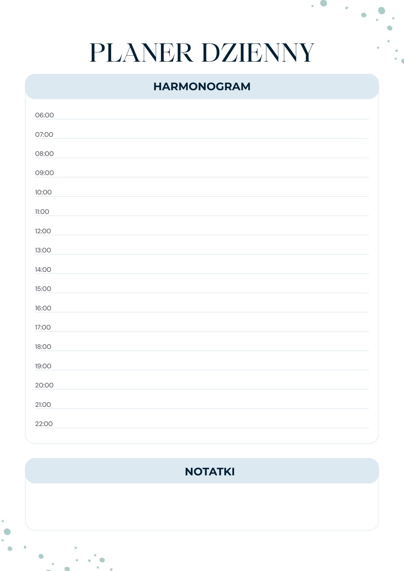 Darmowy szablon Canva Planera dziennego