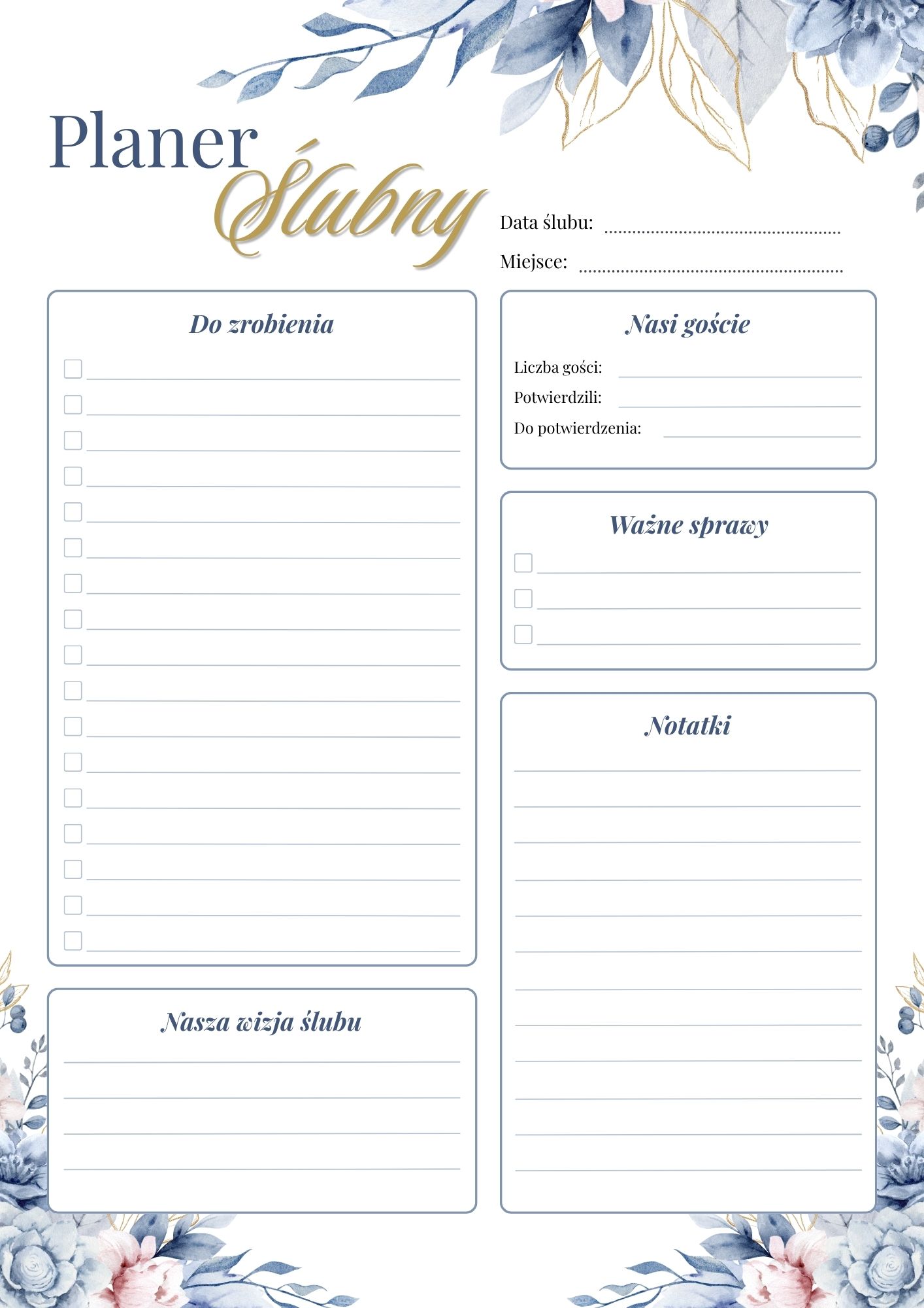 Darmowy szablon Canva Planer ślubny