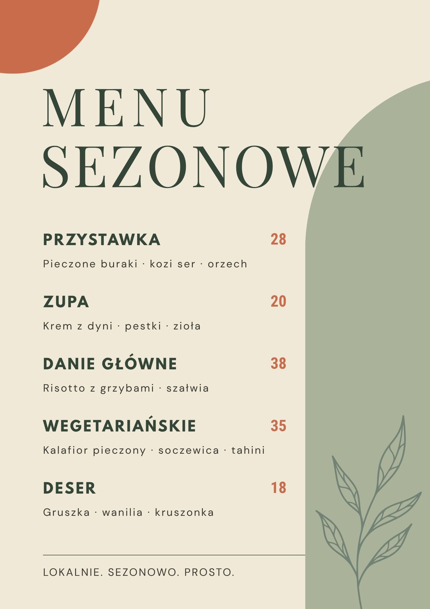Menu sezonowe dla restauracji