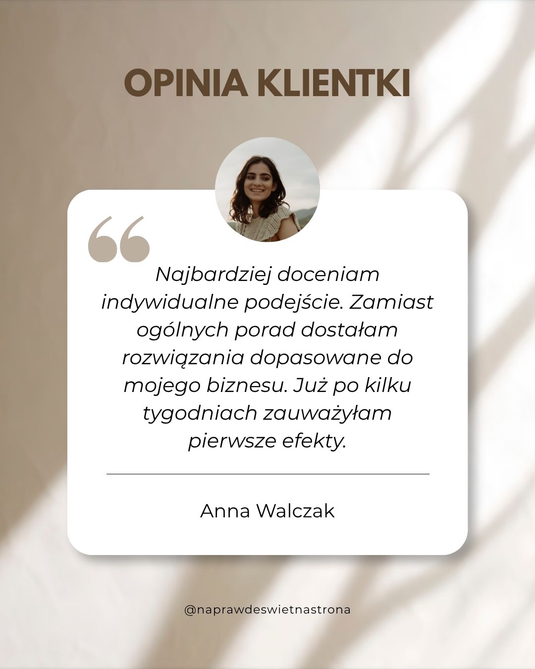 Beżowy i Biały Minimalistyczny Opinia Klientki Post na Instagram