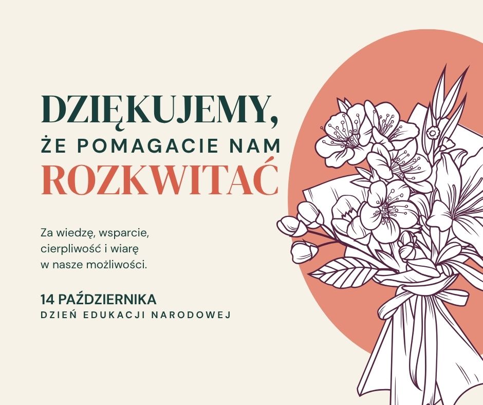 Szablon canva na dzień nauczyciela z kwiatami