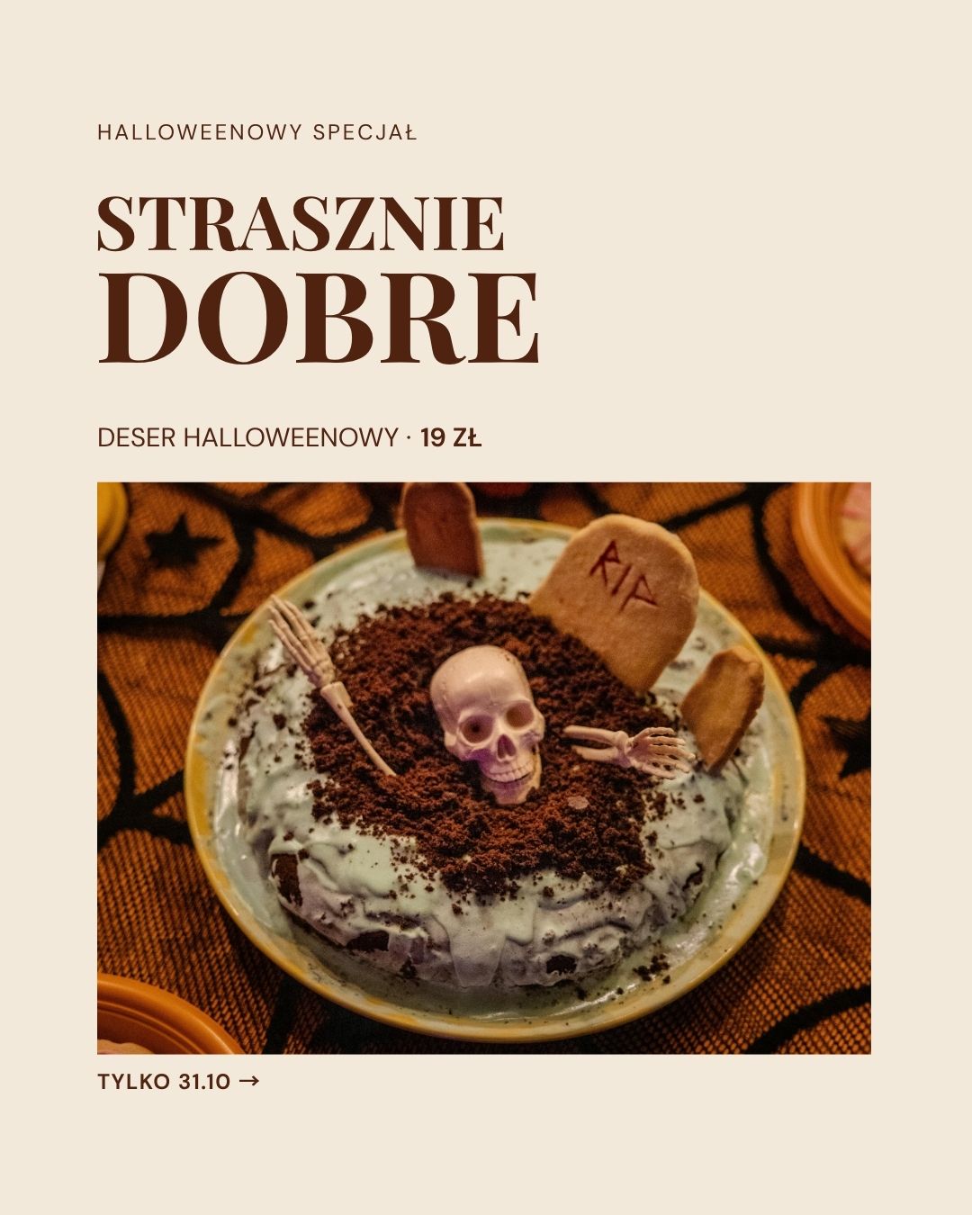 Halloween deser restauracja szblon canva
