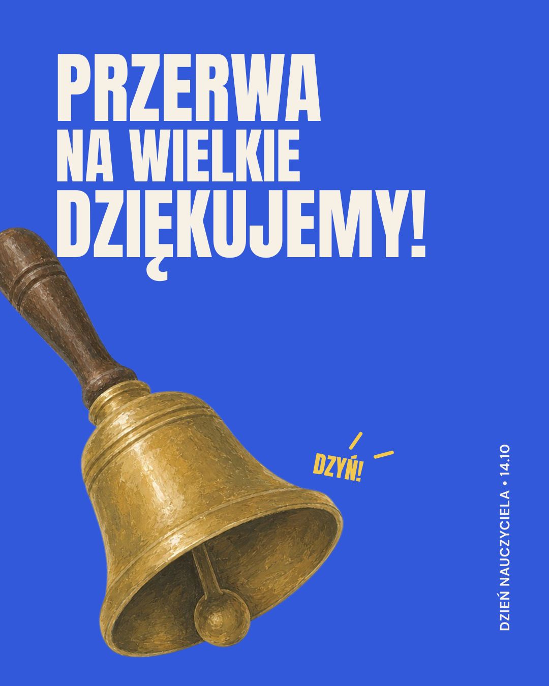 Szablon canva na dzień nauczyciela z dzwonkiem