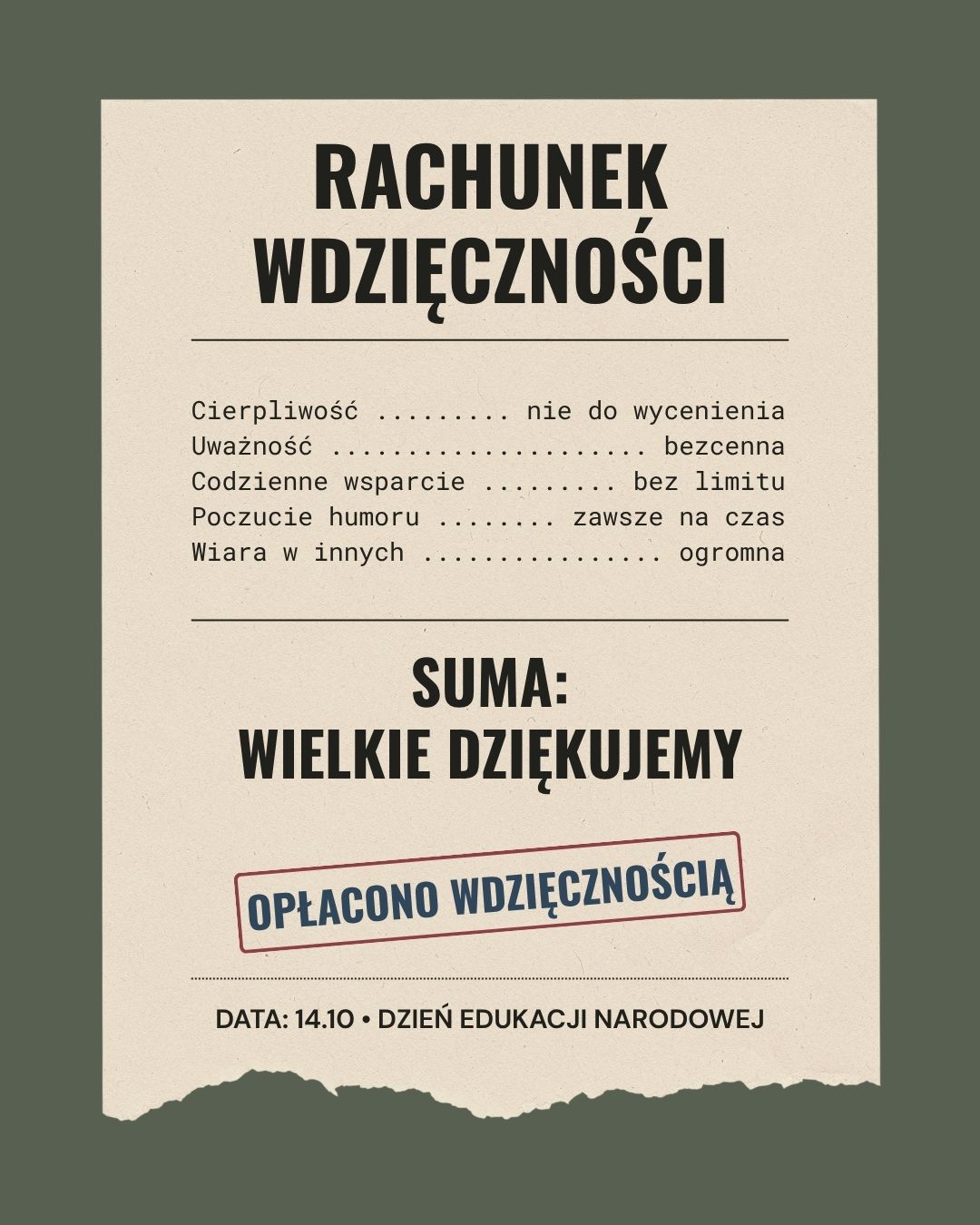Dzień Nauczyciela podziękowania grafika canva